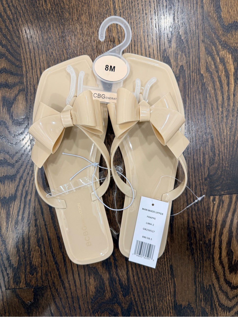BCBGeneration Beige Bow Jelly Sandals